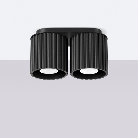 Plafon AURA 2 czarny GU10 + 2X Żarówka LED GU-10 4000K Zimna 7W 530lm