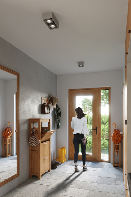 Plafon QUATRO 2 beton + 2x Żarówka LED GU10 AR111 3000K CIEPŁA 12W 800lm