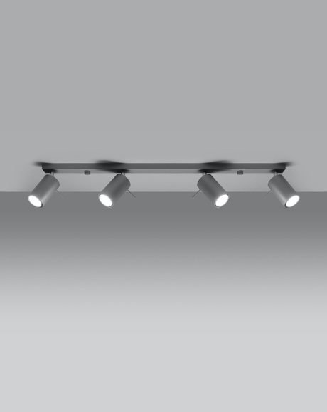 Plafon RING 4L Szary + 4x Żarówka LED GU-10 3000K Ciepła 7W 620lm