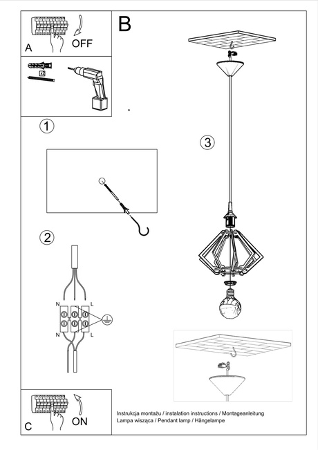 Lampa wisząca POMPELMO naturalne drewno + 1x Żarówka LED E27 3000K Ciepła 7,5W 620lm