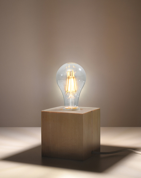 Lampa biurkowa ARIZ naturalne drewno + 1x Żarówka LED E27 3000K Ciepła 7,5W 620lm