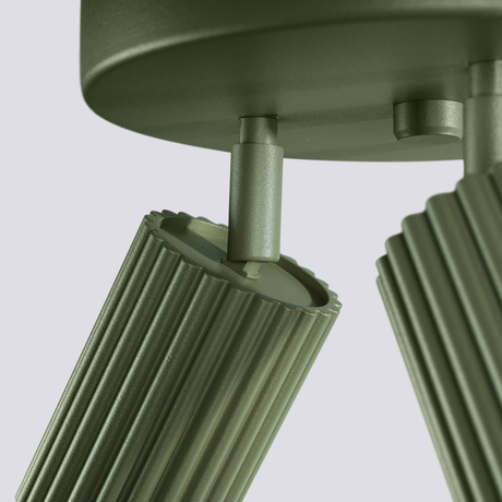 Plafon KARBON 3P zielony oliwkowy + 3x Żarówka LED GU-10 4000K Zimna 7W 530lm