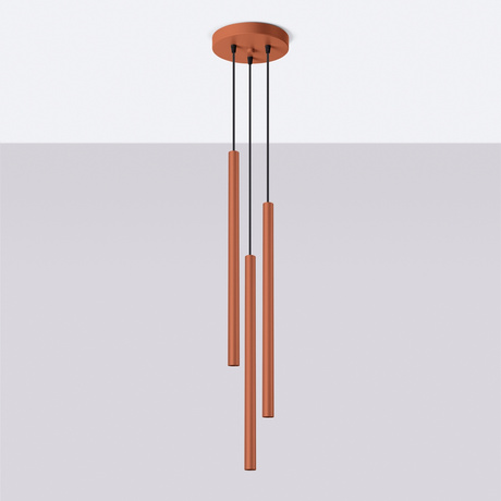 Lampa wisząca PASTELO 3P ochra czerwona + 3x Żarówka LED G9 4000K Zimna 4,5W 460lm