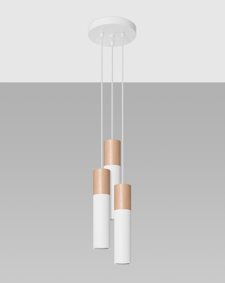 Lampa Wisząca PABLO 3P biała + 3x Żarówka LED GU-10 3000K Ciepła 7W 620lm