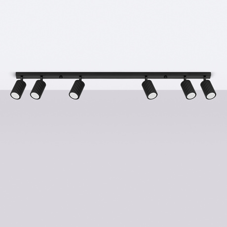 Plafon KARBON 6L czarny + 6x Żarówka LED GU-10 4000K Zimna 7W 530lm