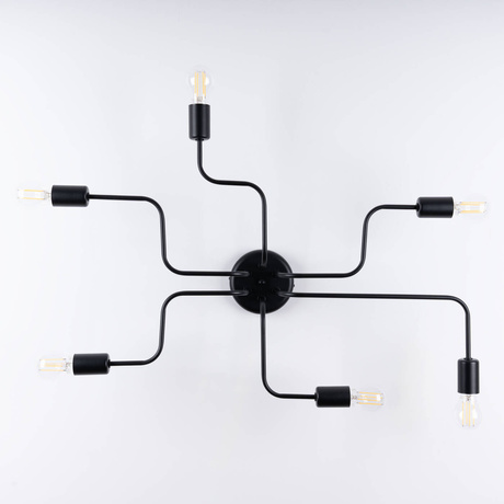 Żyrandol VECTOR 6 czarny + 6X Żarówka LED E27 3000K 7W 760lm