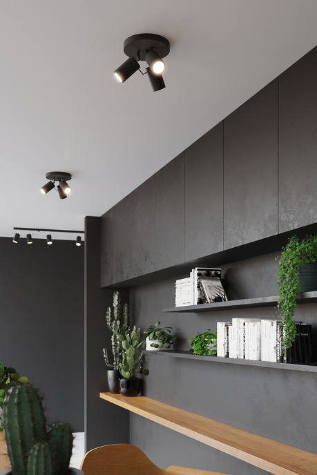 Plafon RING 3P czarny + 3x Żarówka LED GU-10 3000K Ciepła 7W 620lm