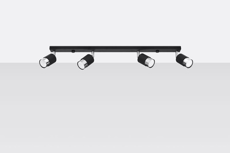 Plafon NERO 4 czarny/chrom + 4x Żarówka LED GU-10 3000K Ciepła 7W 620lm