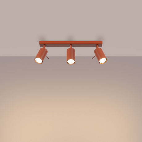 Plafon RING 3L ochra czerwona + 3x Żarówka LED GU-10 3000K Ciepła 7W 510lm