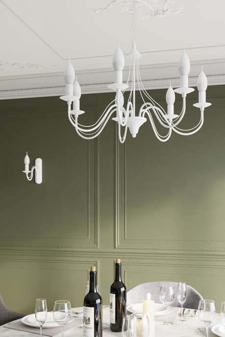 Żyrandol MINERWA 7 biały + 7x Żarówka LED E14 3000K Ciepła 7,5W 620lm