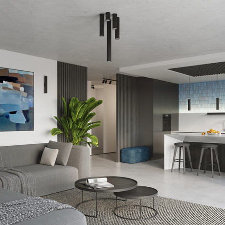 Lampa wisząca KARBON 2 czarny + 2x Żarówka LED GU-10 3000K Ciepła 7W 510lm