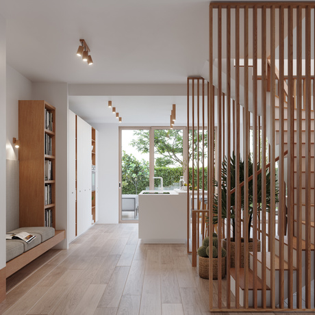 Plafon ZEKE 30 dąb + 1x Żarówka LED GU-10 4000K Zimna 7W 630lm