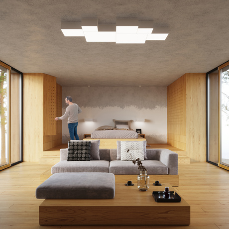 Plafon sufitowy HORUS 55 BIAŁY + 4x Żarówka LED E27 3000K Ciepła 7,5W 620lm