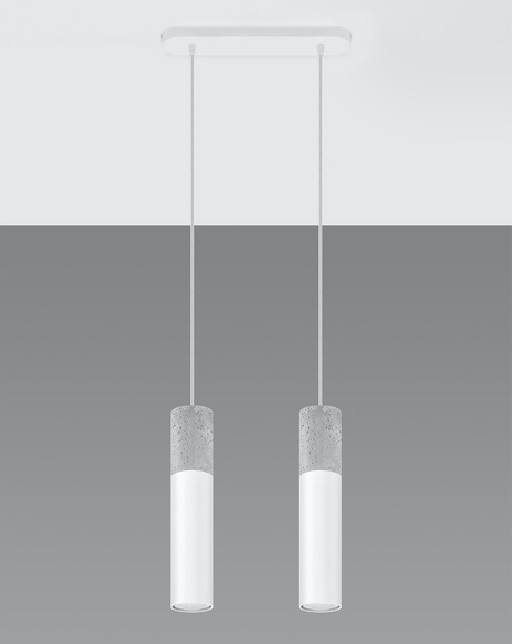 Lampa wisząca BORGIO 2 biała + 2x Żarówka LED GU-10 3000K Ciepła 7W 620lm