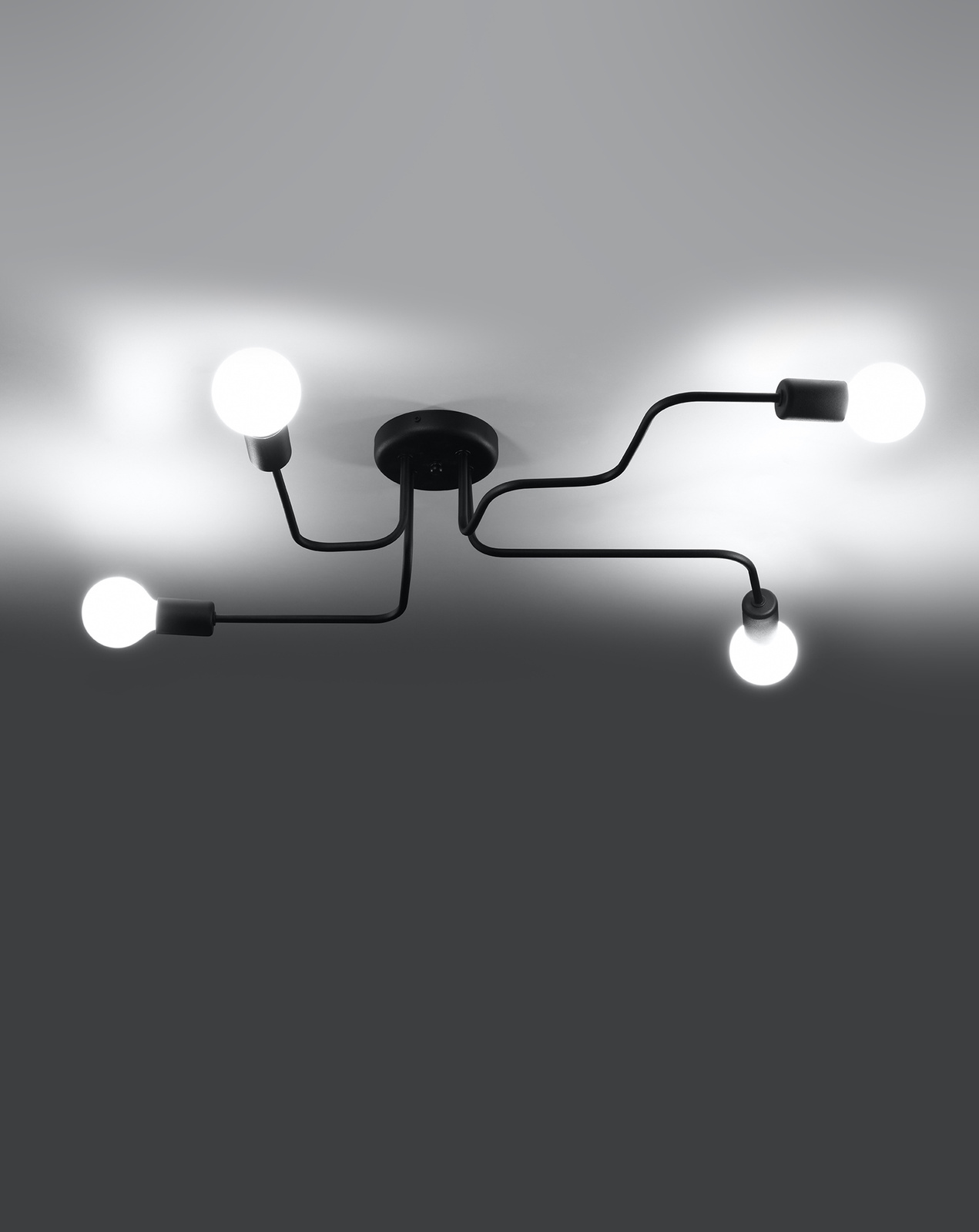 Żyrandol VECTOR 4 czarny + 4x Żarówka LED E27 3000K Ciepła 7,5W 620lm