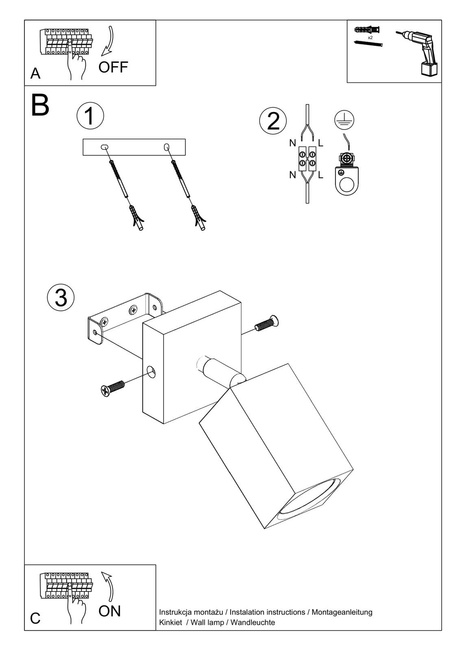 Kinkiet KEKE dąb + 1x Żarówka LED GU-10 4000K Zimna 7W 630lm