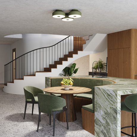 Plafon OMIQ zielony oliwkowy + 4X Żarówka LED E27 3000K Ciepła 7,5W 620lm