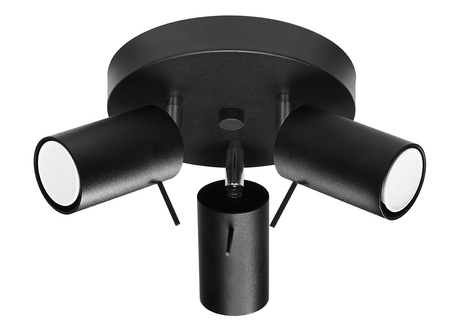 Plafon RING 3P czarny + 3x Żarówka LED GU-10 4000K Zimna 7W 630lm