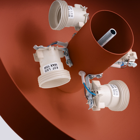 Plafon OMIQ ochra czerwona + 4X Żarówka LED E27 4000K Zimna 7,5W 690lm