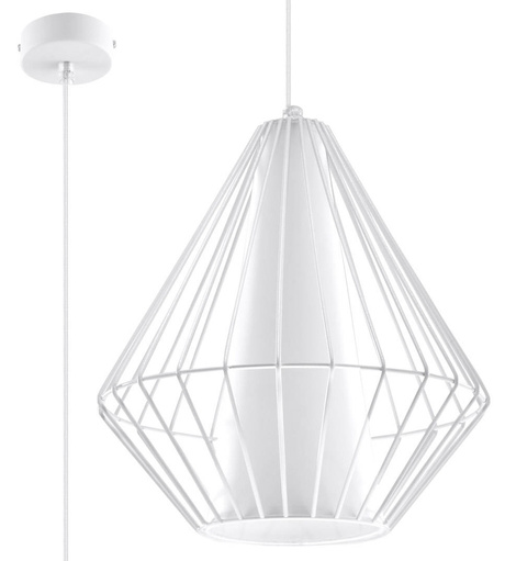 Lampa wisząca DEMI biała + 1x Żarówka LED E27 4000K Zimna 7,5W 650lm