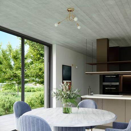 Żyrandol SUPEŁ 3 złoty połysk + 3X Żarówka LED E27 3000K 7W 760lm