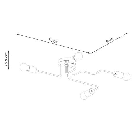 Żyrandol TIMBO 4 czarny + 4x Żarówka LED E27 3000K 7W 760lm