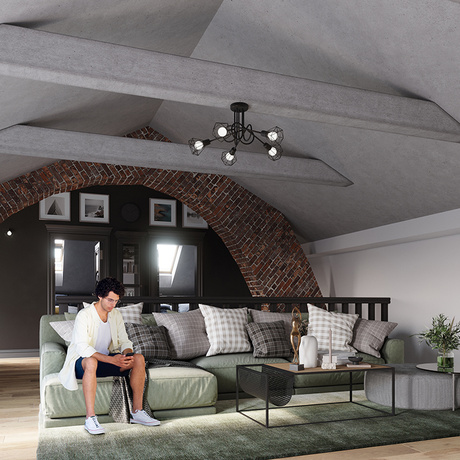 Żyrandol ARTEMIS 5S czarny + 5x Żarówka LED E14 4000K Zimna 7,5W 680lm