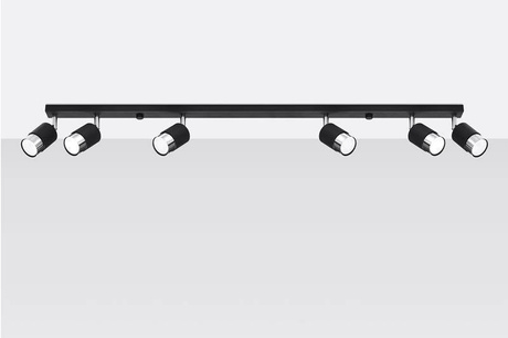 Plafon NERO 6 czarny/chrom + 6x Żarówka LED GU-10 4000K Zimna 7W 630lm