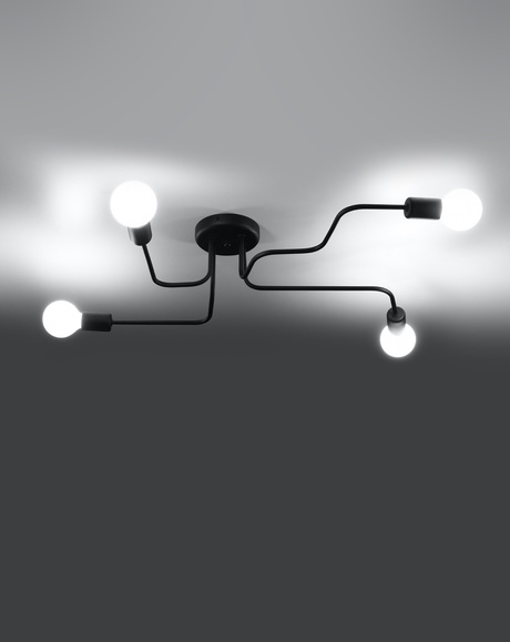 Żyrandol VECTOR 4 czarny + 4x Żarówka LED E27 4000K Zimna 7,5W 650lm