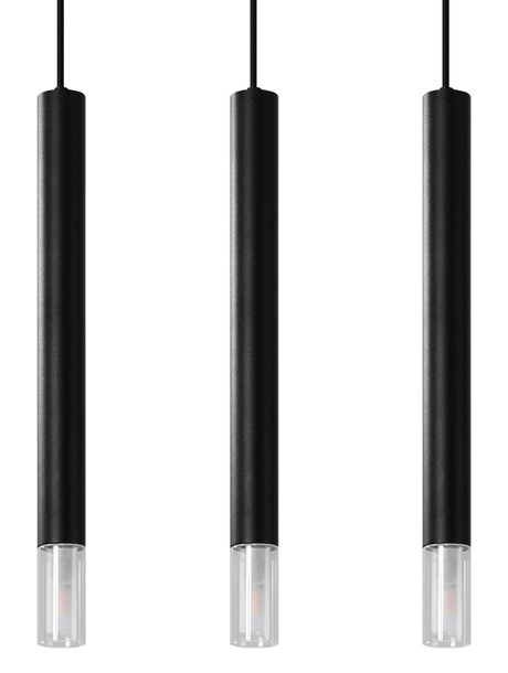 Lampa wisząca WEZYR 3 czarna + 3x Żarówka LED G9 4000K Zimna 4,5W 530lm