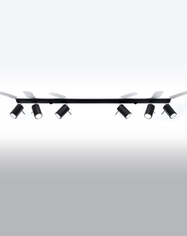 Plafon RING 6L czarny + 6x Żarówka LED GU-10 3000K Ciepła 7W 620lm