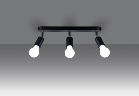 Plafon FORNES 3 czarny + 3x Żarówka LED E27 4000K Zimna 7,5W 690lm