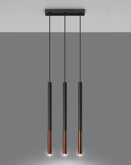 Lampa wisząca MOZAICA 3L czarny/miedź + 3x Żarówka LED G9 4000K Zimna 3W 204lm