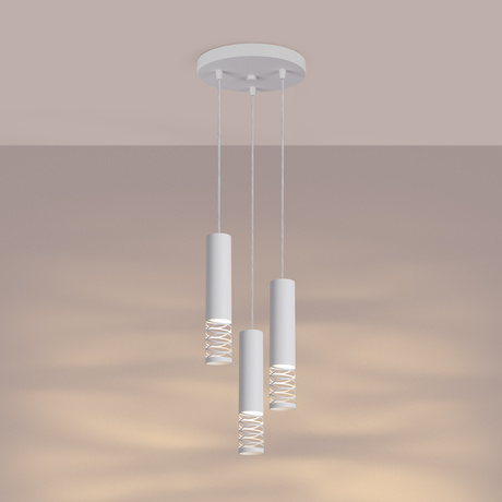 Lampa wisząca LAMI 3P biały + 3X Żarówka LED GU-10 4000K Zimna 7W 530lm