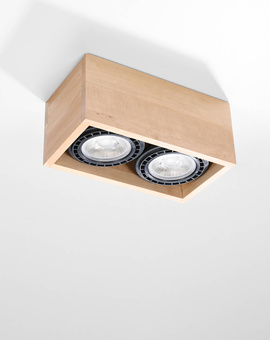 Plafon QUATRO 2 naturalne drewno + 2x Żarówka LED GU10 AR111 4000K ZIMNA 12W 850lm