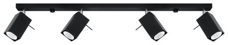 Plafon MERIDA 4L czarny + 4x Żarówka LED GU-10 4000K Zimna 7W 630lm