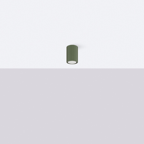 Plafon KARBON 10 zielony oliwkowy + 1x Żarówka LED GU-10 4000K Zimna 7W 530lm