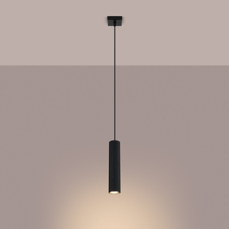 Lampa wisząca KARBON 1 czarny + 1x Żarówka LED GU-10 3000K Ciepła 7W 510lm