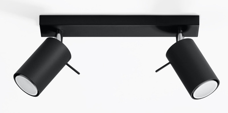 Plafon RING 2 czarny + 2x Żarówka LED GU-10 3000K Ciepła 7W 620lm