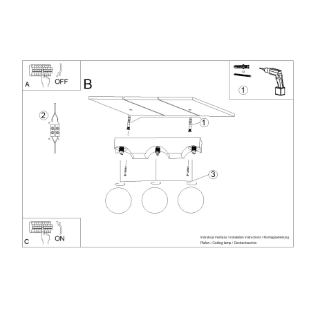 Plafon BULBO 3 naturalne drewno