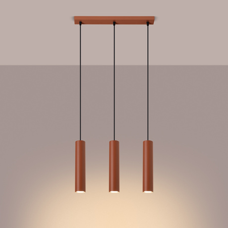 Lampa wisząca LAGOS 3L ochra czerwona +3x Żarówka LED GU-10 3000K Ciepła 7W 510lm