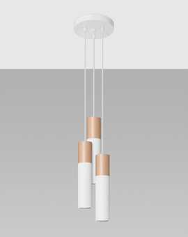 Lampa Wisząca PABLO 3P biała + 3x Żarówka LED GU-10 4000K Zimna 7W 630lm