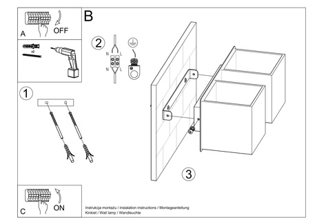 Kinkiet QUAD 2 szary + 2x Żarówka LED G9 4000K Zimna 4,5W 530lm