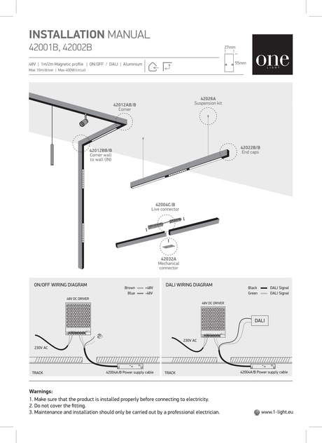 Szyna magnetyczna 1m czarna MIDI ON/OFF DALI 48V