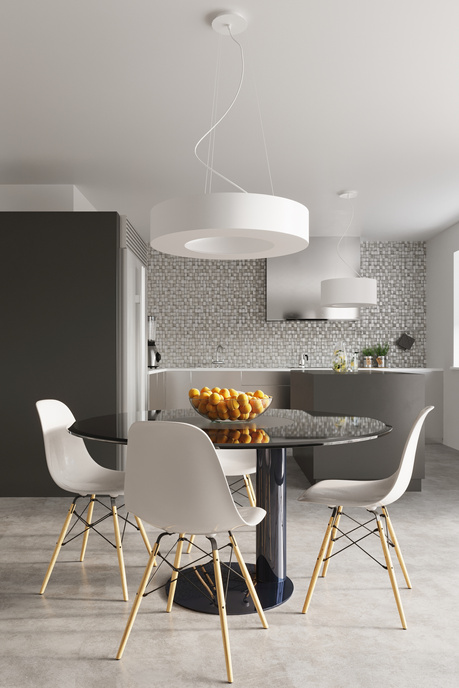 Żyrandol SATURNO SLIM 90 biały + 8x Żarówka LED E27 4000K Zimna 7,5W 650lm