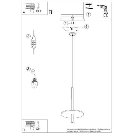 Lampa wisząca FELTRO 1 czarna/żółta