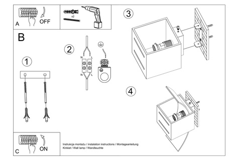 Kinkiet LORETO czarny + 1x Żarówka LED G9 3000K Ciepła 4,5W 510lm