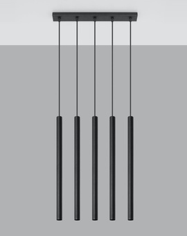 Lampa wisząca PASTELO 5 czarny + 5x Żarówka LED G9 3000K Ciepła 3W 192lm