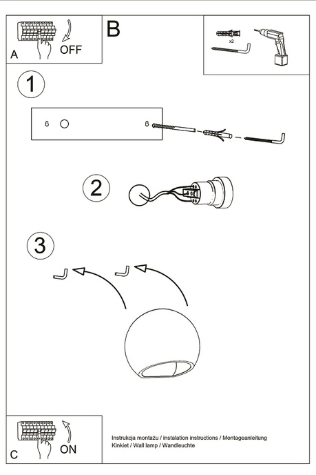 Kinkiet ceramiczny GLOBE biały + 1x Żarówka LED E27 4000K Zimna 7,5W 650lm