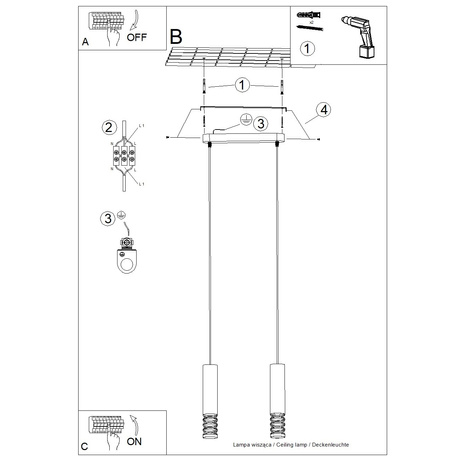 Lampa wisząca LAMI 2 biały + 2X Żarówka LED GU-10 3000K Ciepła 7W 510lm
